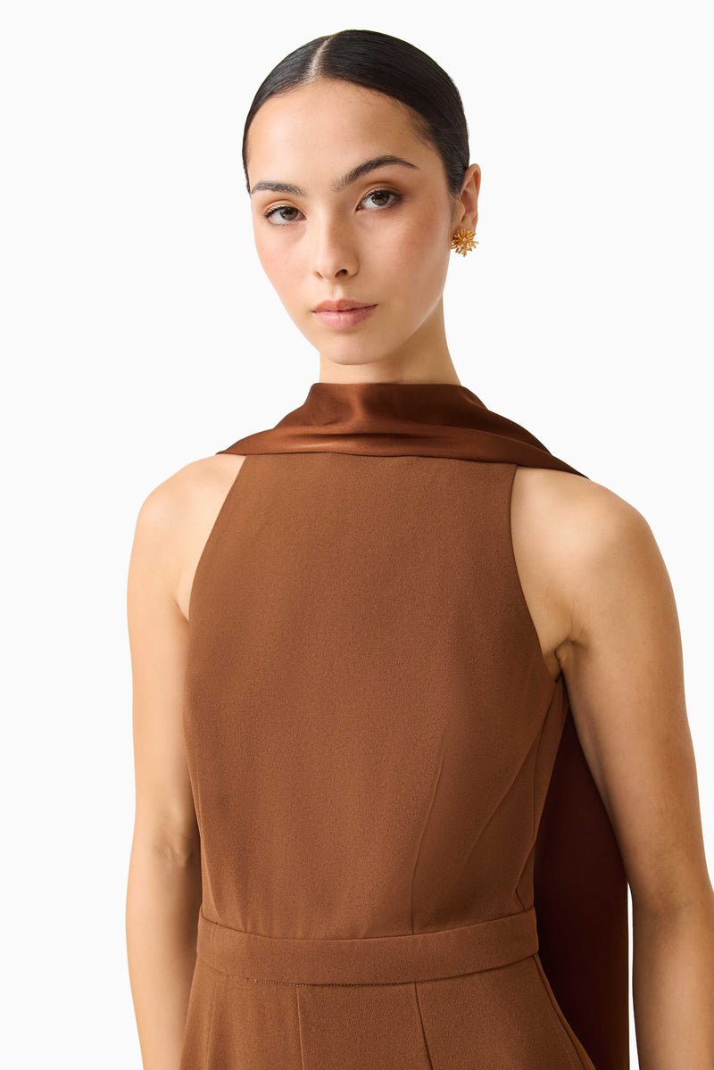 Anaya Wide Leg Jumpsuit Mocha Brown - Dress - Elliatt