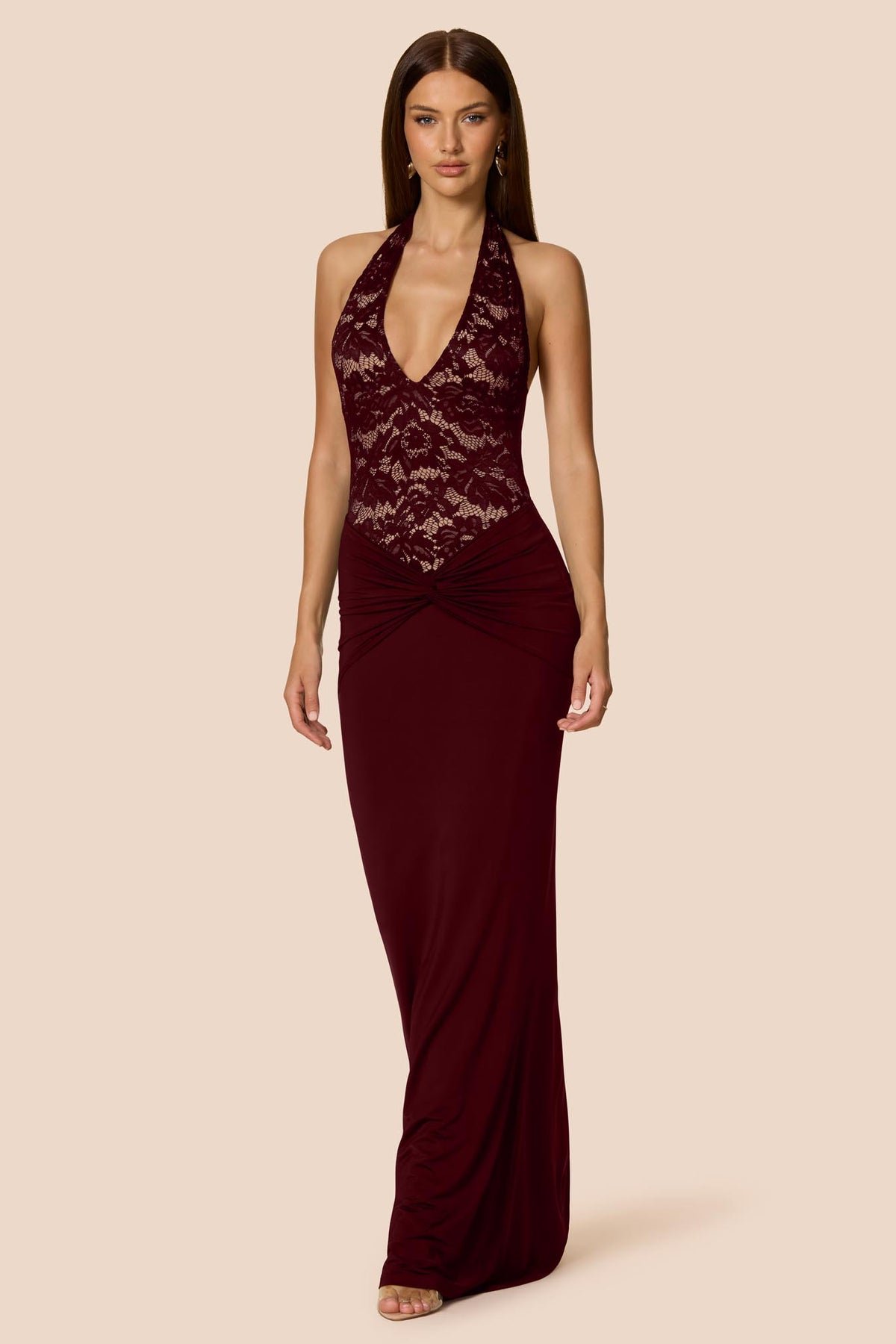 Lennox Halter Gown Wine - Dress - Nookie