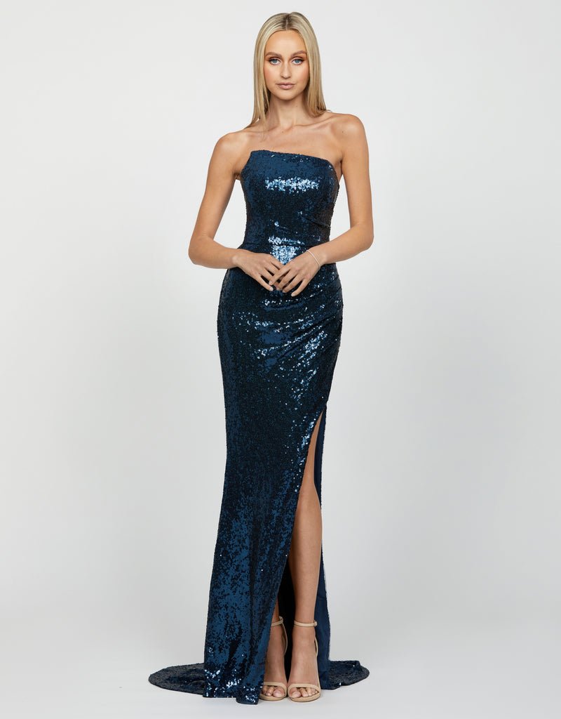 Gracie Asymmetric Strapless Gown - Dress - Bariano