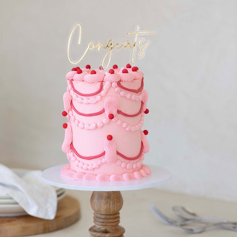 Acrylic CONGRATS Cake Topper - Giftware - Cake and Candle