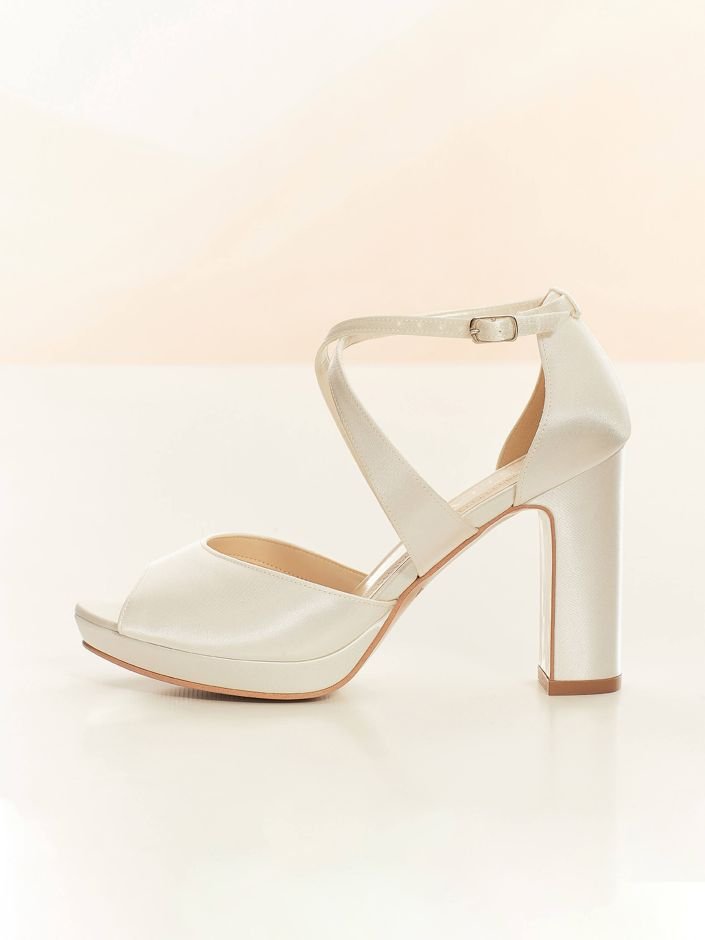 Cindy Satin Bridal Heels - Shoes - Bianco Evento