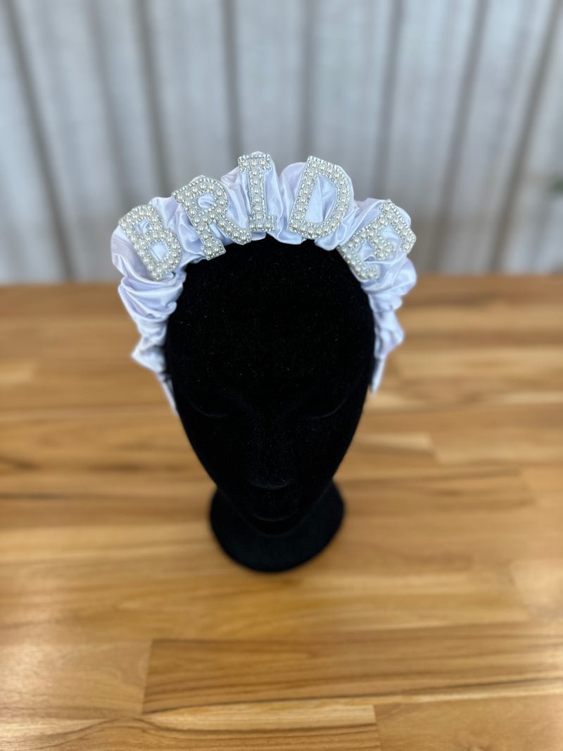 Pearl & Silk Scrunchie BRIDE Headband - Giftware - Honey Fawn Boutique