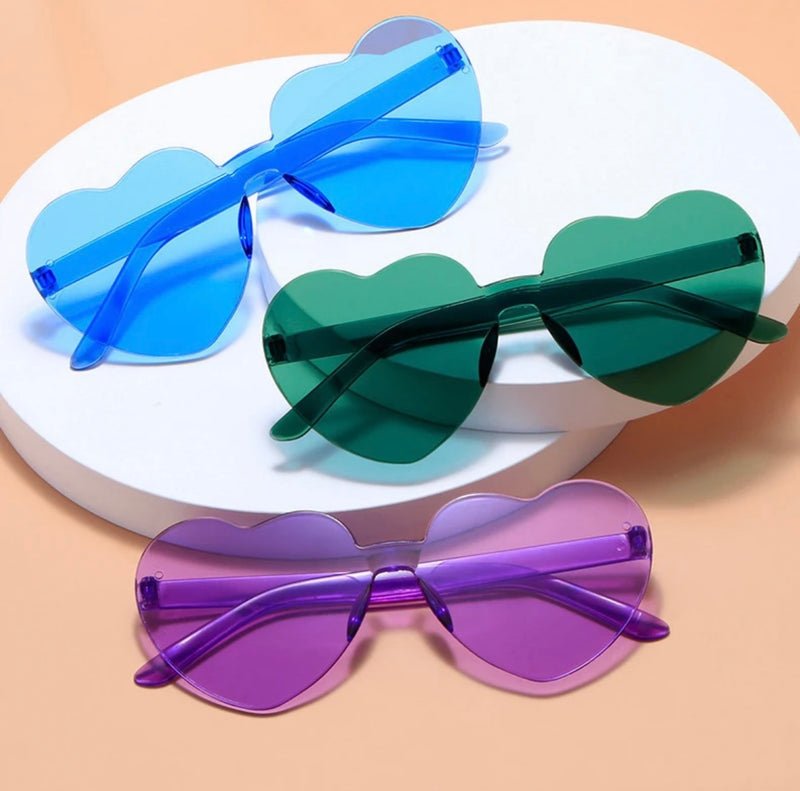Rimless Heart Sunglasses - Blue - Giftware - Honey Fawn